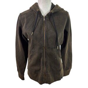 American Giant Women's M Full Zip Hoodie Sweatshirt Brown Black‎ Bleach Finish